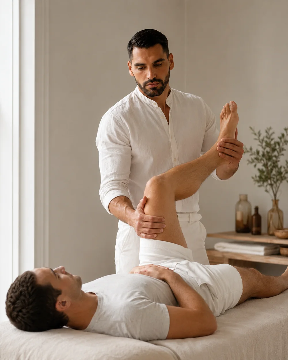 Assisted stretching at home for hips, back, shoulders and neck